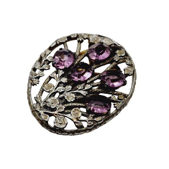 Antique Amethyst Glass Dress Clip (A1261) - Picture 1 of 6